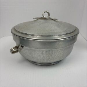 Vintage Made In Italy Hammered Ice Bucket Double Walled Insulated Looped Handle